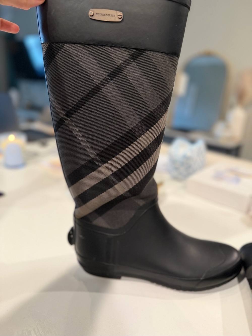 Authentic Burberry Tall Clemence Nova Check Rain boots size eu 41 us 10 - Picture 10 of 13